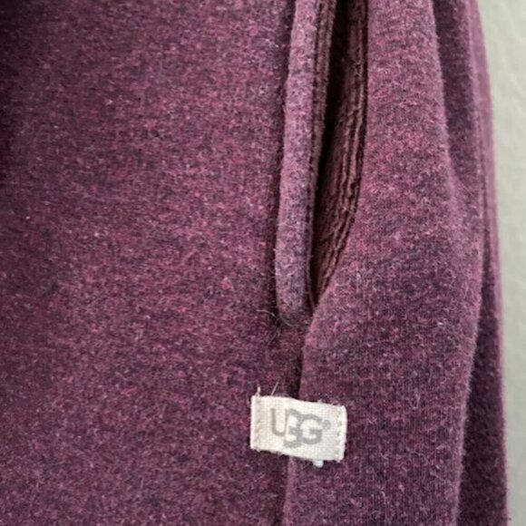 UGG Duffield Fleece Belted Robe Burgundy Wine XS - Picture 10 of 13